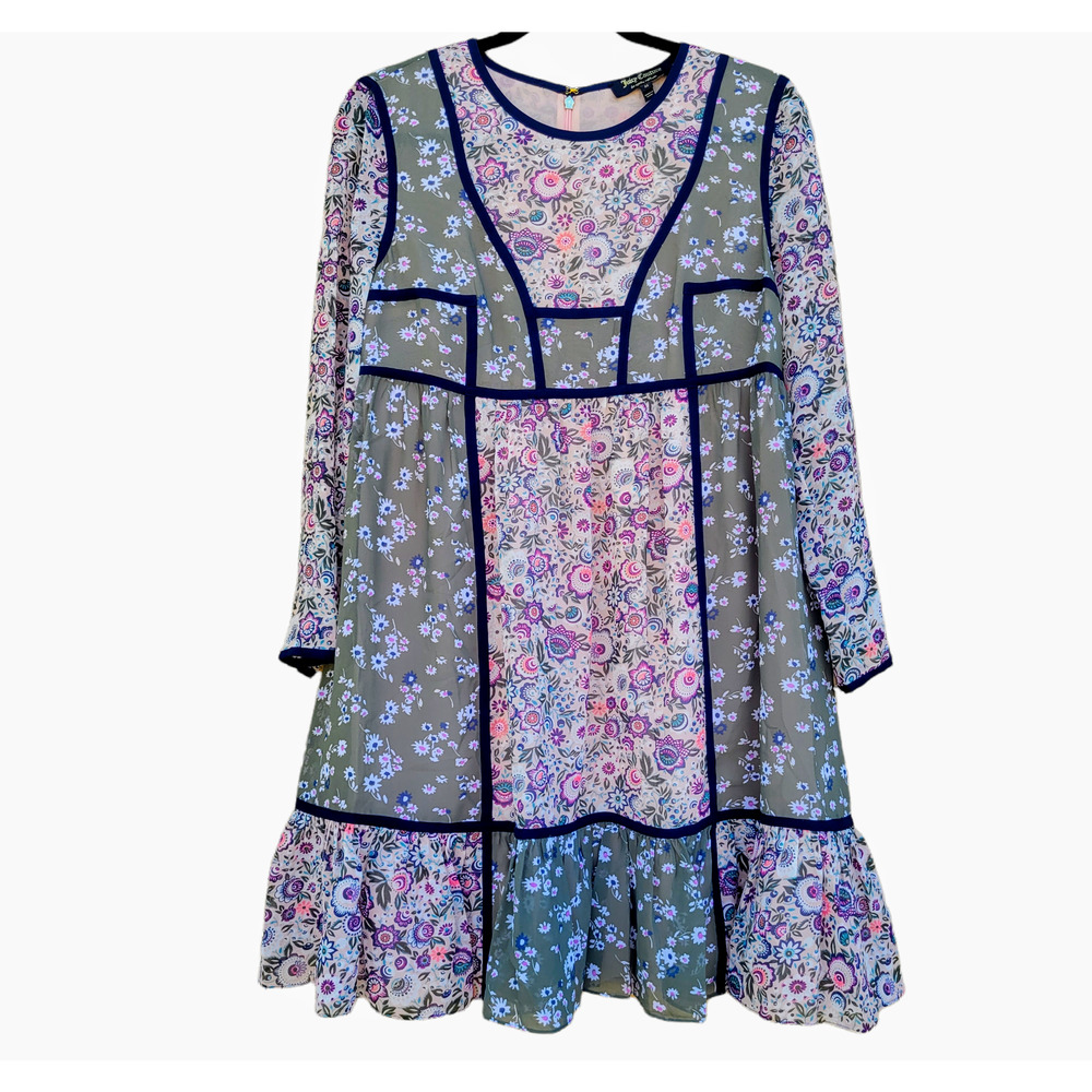 Juicy Couture Floral Dress Long Sleeve Prairie Boho Size Small